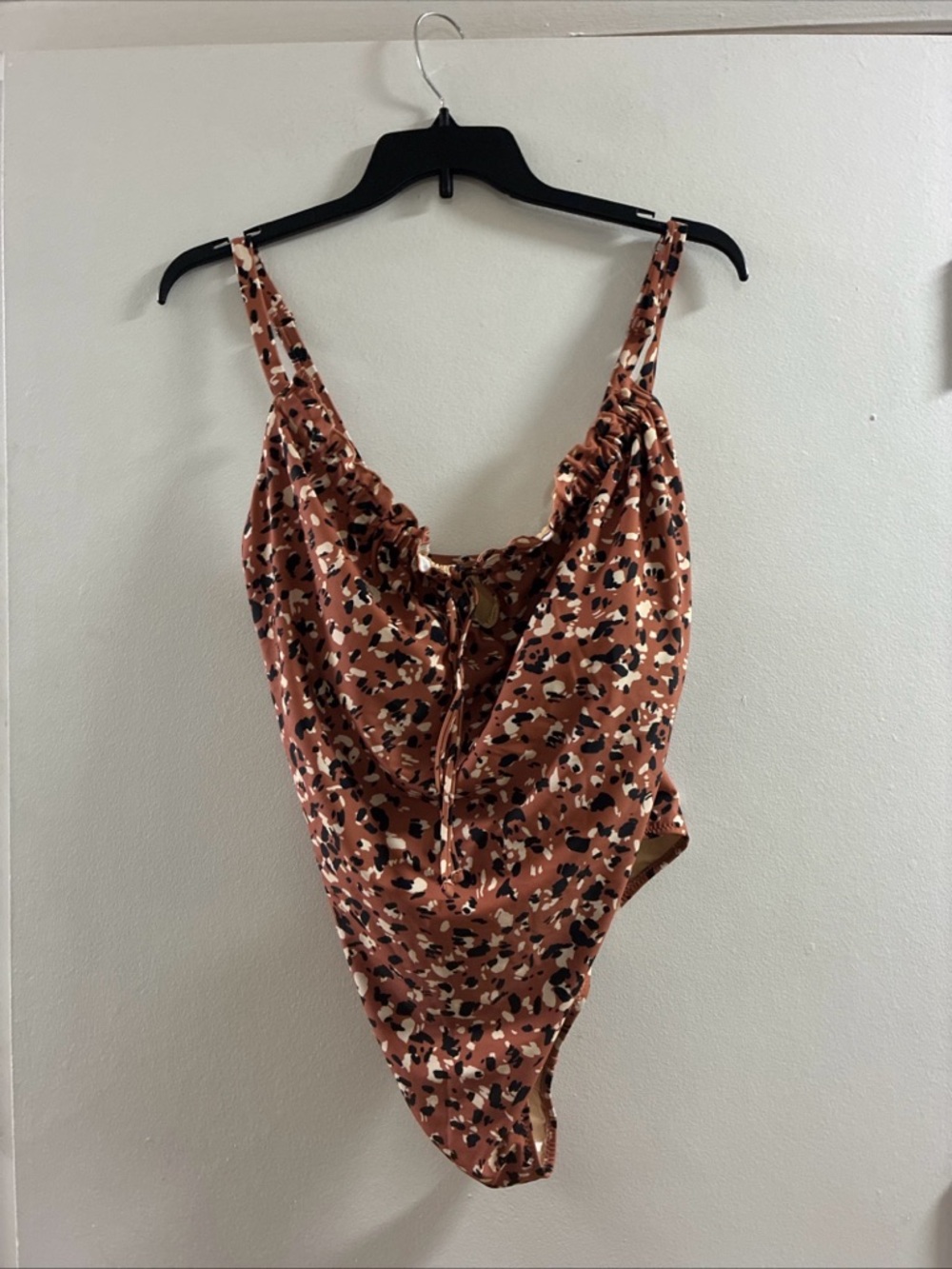 Old Navy Rust Leopard Print Cowl One-Piece Swimsuit